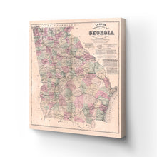 Load image into Gallery viewer, Digitally Restored and Enhanced - 1864 Georgia Map Canvas Art - Canvas Wrap Vintage Map of Georgia Poster - Restored Georgia State Wall Map - Old Topographical Map of Georgia Wall Art From State Surveys
