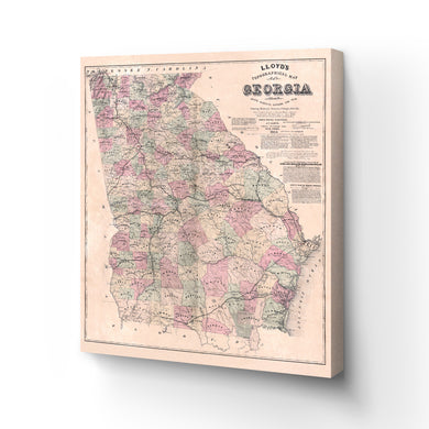 Digitally Restored and Enhanced - 1864 Georgia Map Canvas Art - Canvas Wrap Vintage Map of Georgia Poster - Restored Georgia State Wall Map - Old Topographical Map of Georgia Wall Art From State Surveys