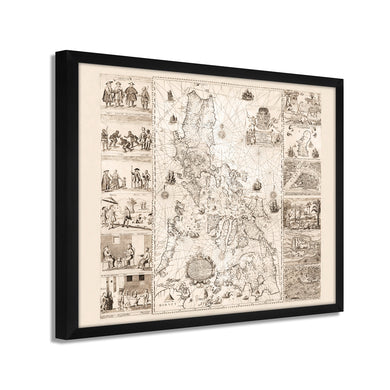 Digitally Restored and Enhanced 1734 Philippines Map Poster - Framed Vintage Philippines Wall Art - Old Philippines Map Art - Restored Historic Map of Philippines Poster Print