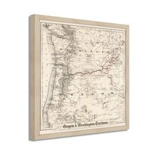 Load image into Gallery viewer, Digitally Restored and Enhanced 1880 Oregon and Washington Map -Framed Vintage Oregon Poster - Old Oregon Map Art - Restored Township Map Of Oregon State &amp; Washington Territory
