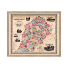 Cargar imagen en el visor de la galería, Digitally Restored and Enhanced 1856 Map of Chester County PA - Framed Vintage Pennsylvania Map Poster - Historic Chester County PA Map - Restored Chester County Pennsylvania Wall Art
