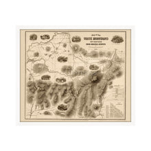 Load image into Gallery viewer, 1858 White Mountains Map - 21x25 Inch Light Walnut Framed Vintage New Hampshire Map - Old White Mountains Wall Art - Map of White Mountains New Hampshire From Original Surveys
