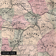 Load image into Gallery viewer, Digitally Restored and Enhanced 1864 Map of Georgia Poster - Vintage Map of Georgia Wall Art - Vintage Georgia Map Showing Counties, Railways, Stations, Villages, Mills - Georgia State Wall Map
