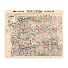 Load image into Gallery viewer, Digitally Restored and Enhanced 1889 Washington State Map -Vintage Map of Washington State Wall Art - Washington State Wall Decor - Township and County Map of Washington State Poster
