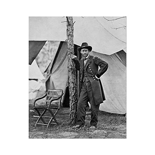 Digitally Restored and Enhanced 1864 General Ulysses S Grant Photo Print - 8x10 Inch Restored Ulysses S Grant at His Headquarters in Cold Harbor Wall Art Poster