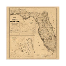 Load image into Gallery viewer, Digitally Restored and Enhanced 1846 Florida Map Poster - Vintage Map Wall Art - Florida State Wall Map - Florida Keys Map - Cedar Key Florida - Vintage Florida Poster - Vintage Florida Map
