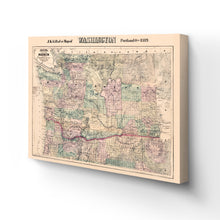 Load image into Gallery viewer, Digitally Restored and Enhanced 1889 Washington Map Canvas Art - Canvas Wrap Vintage Washington Wall Map - Restored Map of Washington State Poster - Township &amp; County Map of Washington Wall Art
