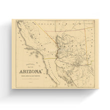 Load image into Gallery viewer, Digitally Restored and Enhanced 1865 Arizona Map Canvas Art - Canvas Wrap Vintage Arizona Map Poster - Old Arizona Wall Art - History Map of Arizona
