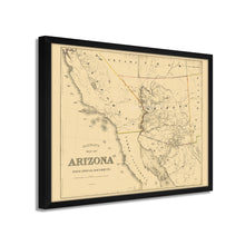 Load image into Gallery viewer, Digitally Restored and Enhanced 1865 Arizona Map Poster - Framed Vintage Arizona Map - History Map of Arizona - Old Arizona Wall Art
