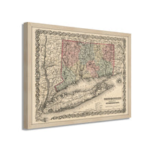 Cargar imagen en el visor de la galería, Digitally Restored and Enhanced 1859 Connecticut Map Art - Framed Vintage Wall Map of Connecticut Poster - Old Connecticut Wall Art - Restored Connecticut State Map Print
