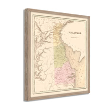 Cargar imagen en el visor de la galería, Digitally Restored and Enhanced 1838 Delaware State Map - Framed Vintage Delaware Wall Art - Old Dover Delaware Map - History Map of Delaware Poster Showing Minor Civil Division
