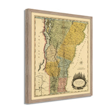 Load image into Gallery viewer, Digitally Restored and Enhanced 1814 Vermont Map Poster - Framed Vintage State of Vermont Wall Art - History Map of Vermont Poster - Restored Vermont State Map from Actual Survey
