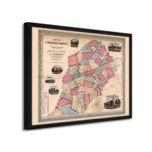 Load image into Gallery viewer, Digitally Restored and Enhanced 1856 Map of Chester County PA - Framed Vintage Pennsylvania Map Poster - Historic Chester County PA Map - Restored Chester County Pennsylvania Wall Art
