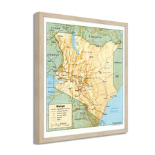 Load image into Gallery viewer, Digitally Restored and Enhanced 1988 Kenya Map Print - Framed Vintage Kenya Wall Art Map - Old Kenya Wall Map - Historic Kenya Wall Art - Restored Map of Kenya Poster
