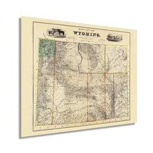 Load image into Gallery viewer, Digitally Restored and Enhanced 1883 Map of Wyoming - Vintage Wyoming Map Poster - Old Wyoming Poster - Historic Wyoming Wall Art - Restored Wyoming State Wall Map Compiled from Official Records
