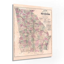 Load image into Gallery viewer, Digitally Restored and Enhanced 1864 Map of Georgia Poster - Vintage Map of Georgia Wall Art - Vintage Georgia Map Showing Counties, Railways, Stations, Villages, Mills - Georgia State Wall Map
