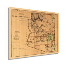 Load image into Gallery viewer, Digitally Restored and Enhanced 1876 Arizona Territory Map - Vintage Arizona Map - Old Arizona Territory Map - Historic Map of Arizona Wall Art from The Official Records of General Land Office
