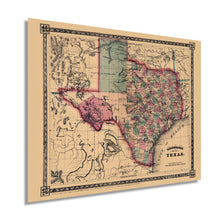 Cargar imagen en el visor de la galería, Digitally Restored and Enhanced 1866 Texas Map Poster - Vintage Texas Map - Texas Map Wall Art - Old Texas Map - Historic Texas Map - Vintage Map of Texas - Old Map of Texas
