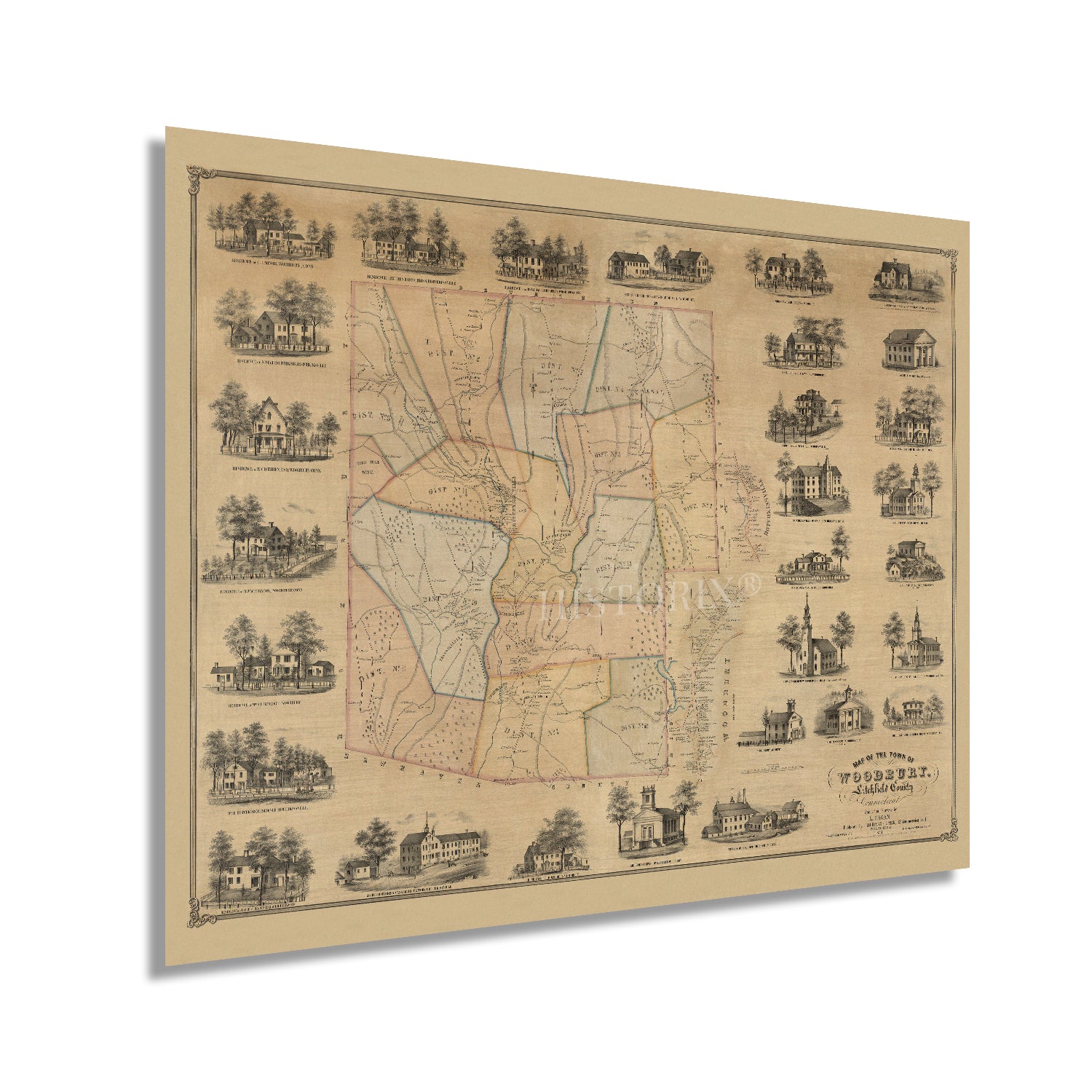 Antique Waterbury, Connecticut 1893 US Geological Survey Topographic Map popular – Litchfield, Thomaston, Woodbury, Middlebury, Naugatuck, CT