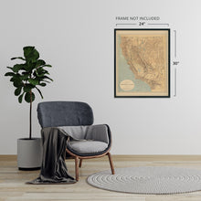 Load image into Gallery viewer, Digitally Restored and Enhanced 1874 California Nevada Map Poster - Vintage California Map Poster - Old Nevada Wall Art - California Wall Map History
