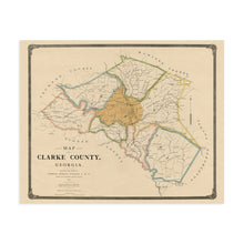 Load image into Gallery viewer, Digitally Restored and Enhanced 1893 Clarke County Georgia Map - Vintage Map of Georgia Poster - Old Clarke County Map - Restored Georgia Wall Art - Historic Clarke County State of Georgia Wall Map

