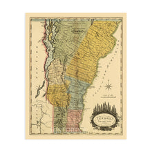 Load image into Gallery viewer, Digitally Restored and Enhanced 1814 Vermont Map - Vermont State Vintage Map - Vermont Wall Art - Old Vermont Map Poster - Vermont Wall Decor - Map of Vermont from Actual Survey
