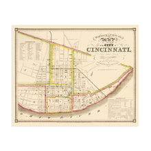 Load image into Gallery viewer, Digitally Restored and Enhanced 1841 Cincinnati Ohio Map - Vintage Map of Cincinnati Ohio - Old Cincinnati Wall Art - Historic Cincinnati Ohio Map Poster - Restored Topographical Map of Cincinnati Ohio
