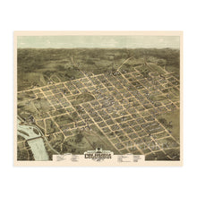Load image into Gallery viewer, Digitally Restored and Enhanced 1872 Columbia South Carolina Map Poster - Vintage Map of Columbia SC Wall Art - Old Columbia SC Map - Historic Bird&#39;s Eye View Map of Columbia SC Poster
