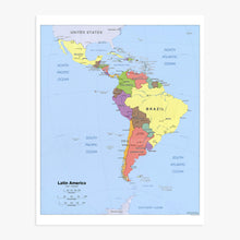 Load image into Gallery viewer, Digitally Restored and Enhanced Latin America Map Poster - Central and South America Map - Latin American Poster - South America Map Poster - South America Wall Map
