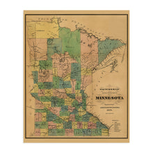 Cargar imagen en el visor de la galería, Digitally Restored and Enhanced 1874 Minnesota Map Poster - Township and Railroad Vintage Map of Minnesota - Wall Map of Minnesota Wall Art - Vintage Minnesota Map Poster - Minnesota Wall Decor

