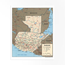 Load image into Gallery viewer, Digitally Restored and Enhanced Guatemala Map Poster - Mapa de Guatemala - Guatemala Poster - Guatemala Wall Decor - Guatemala Wall Art
