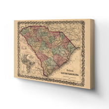Load image into Gallery viewer, Digitally Restored and Enhanced 1865 South Carolina Map - Canvas Wrap Vintage South Carolina State Map - Old South Carolina Map - Historic Map of SC - Colton&#39;s South Carolina Map Wall Art Poster
