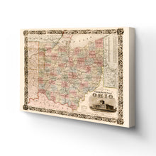 Load image into Gallery viewer, Digitally Restored and Enhanced 1851 Ohio Map Canvas Art - Canvas Wrap Vintage Ohio State Wall Art - Historic Ohio Map Poster - Old Map of Ohio Poster - Township Map of the State of Ohio Wall Map
