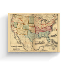 Cargar imagen en el visor de la galería, Digitally Restored and Enhanced 1861 United States Map Canvas Art - Canvas Wrap Vintage USA Map Poster - Old Map of United States Wall Art - Restored Military Map of United States &amp; Territories
