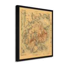 Load image into Gallery viewer, Digitally Restored and Enhanced 1922 Acadia National Park Map - Framed Vintage Map of Maine Poster - Old Map of Acadia National Park Map - Historic Maine Wall Art - Restored Maine Map
