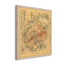 Load image into Gallery viewer, Digitally Restored and Enhanced 1922 Acadia National Park Map - Framed Vintage Map of Maine Poster - Old Map of Acadia National Park Map - Historic Maine Wall Art - Restored Maine Map
