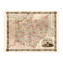 Load image into Gallery viewer, Digitally Restored and Enhanced 1851 State of Ohio Map - Ohio State Vintage Map - Township Map of the State of Ohio Wall Art - Ohio State Print - Ohio Wall Map Poster - Ohio Map Art - Ohio Decor
