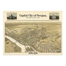 Load image into Gallery viewer, Digitally Restored and Enhanced 1905 Map of Salem Oregon - Vintage Map Salem Oregon Wall Art - Salem Oregon Map Population: 14,768 Showing State House of Oregon and Marion County Courthouse
