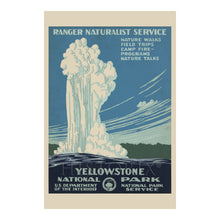Load image into Gallery viewer, Digitally Restored and Enhanced 1938 Yellowstone National Park Travel Poster - Yellowstone National Park Poster Wall Art Showing The Old Faithful Geyser
