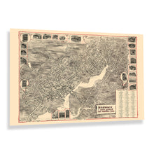 Cargar imagen en el visor de la galería, Digitally Restored and Enhanced 1899 Norwalk Connecticut Map Poster - Old Bird&#39;s Eye View of Norwalk South Norwalk &amp; East Norwalk Connecticut Map Wall Art
