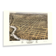 Load image into Gallery viewer, Digitally Restored and Enhanced 1869 Danville Illinois Map Poster - Historic Bird&#39;s Eye View of Danville Vermillion County Map of Illinois Poster Print

