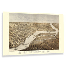 Load image into Gallery viewer, Digitally Restored and Enhanced 1867 Appleton Wisconsin Map Poster - Inch Historic Bird&#39;s Eye View of Appleton Outagamie County Map of Wisconsin Wall Art Print
