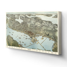 Load image into Gallery viewer, Digitally Restored and Enhanced 1891 Map of Seattle Canvas Art - Canvas Wrap Vintage Seattle Map Poster - Old Seattle Canvas - Bird&#39;s Eye View Map of Seattle &amp; Environs King County Washington Wall Art Poster
