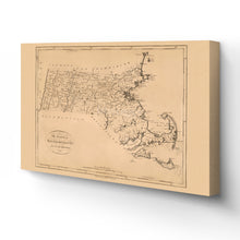 Load image into Gallery viewer, Digitally Restored and Enhanced 1796 Massachusetts Map Canvas - Canvas Wrap Vintage Massachusetts Wall Art - Old Map of Massachusetts State - Massachusetts Poster - Historic Massachusetts State Map
