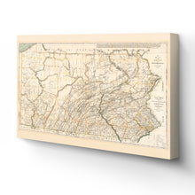 Load image into Gallery viewer, Digitally Restored and Enhanced 1792 Pennsylvania Map Canvas Art - Canvas Wrap Vintage Pennsylvania Map Poster - Historic State of Pennsylvania Wall Art - Old Wall Map of Pennsylvania Poster
