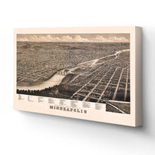 Load image into Gallery viewer, Digitally Restored and Enhanced 1879 Minneapolis Map Canvas Art - Canvas Wrap Vintage Minneapolis Wall Art - Historic Minnesota Map - Old Minneapolis Map Poster - History Map of Minneapolis MN
