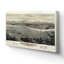 Load image into Gallery viewer, Digitally Restored and Enhanced 1879 Portland Oregon Map - Canvas Wrap Vintage Oregon Map - Historic Portland Oregon Map - Bird&#39;s Eye View Map of Oregon Wall Art Poster Print
