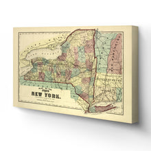 Load image into Gallery viewer, Digitally Restored and Enhanced 1875 New York Map Canvas Art - Canvas Wrap Vintage Map of New York Wall Art - Old New York Poster - Restored Map of NY State - Plan of the State of New York Map Poster
