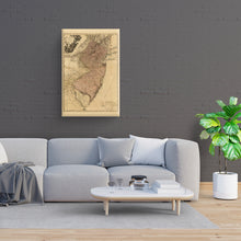 Load image into Gallery viewer, Digitally Restored and Enhanced 1777 New Jersey Map Art - Canvas Wrap Vintage Map of New Jersey - Historic NJ Map - Restored Province of New Jersey Map Divided Into East &amp; West Wall Art Poster
