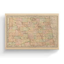 Cargar imagen en el visor de la galería, Digitally Restored and Enhanced 1892 North Dakota Map Canvas Art - Canvas Wrap Vintage Bismarck North Dakota Map Poster - Old North Dakota State Map - History Map of North Dakota Wall Art
